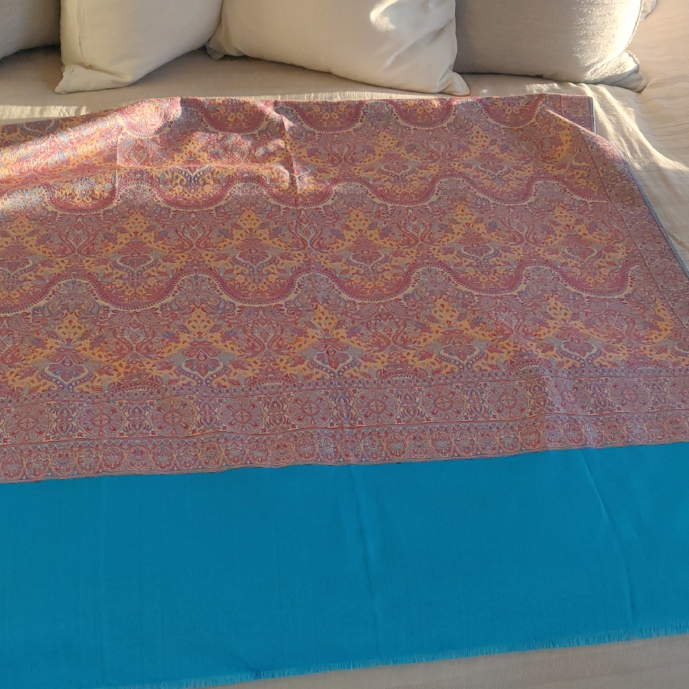Kashmiri 100% Pure Colorful Paisley shawl/Wrap, Made In India Y2K Cottagecore